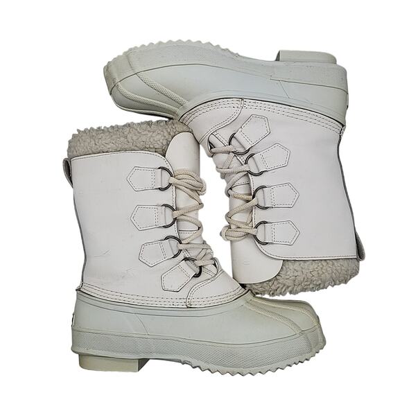 Polaris Winter Snow Boots Women’s 8 White Mid Calf Faux Fur Lace Up Steel Shank - Picture 5 of 15